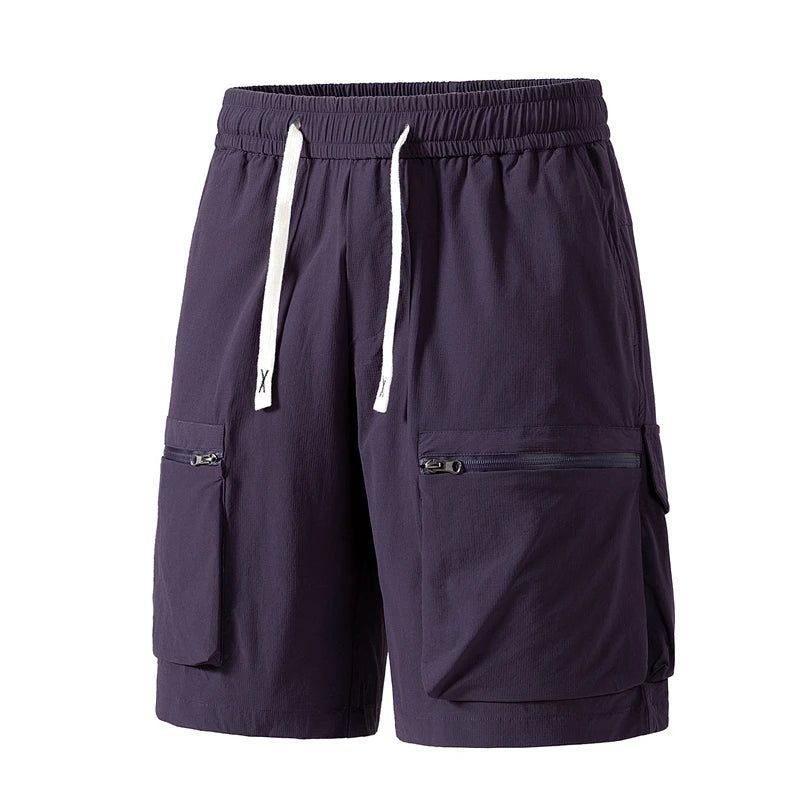 Summer Casual Shorts Men's Plus Size Elastic Waist Quick-dry Sports Shorts Jogger Fishing Cycling Multi-pocket Overalls Shorts
