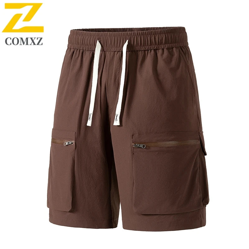 Summer Casual Shorts Men's Plus Size Elastic Waist Quick-dry Sports Shorts Jogger Fishing Cycling Multi-pocket Overalls Shorts