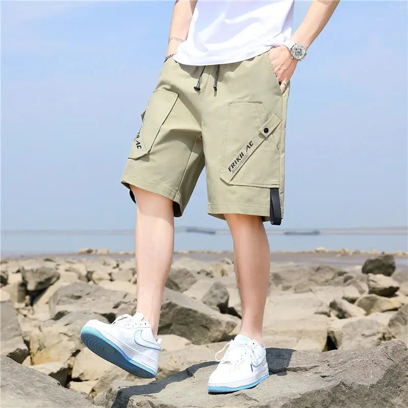 Mens Cargo Shorts Multi Pocket Solid White Short Pants for Men Loose 2025 Fashion Clothing Luxury Jorts Streetwear Harajuku Wide