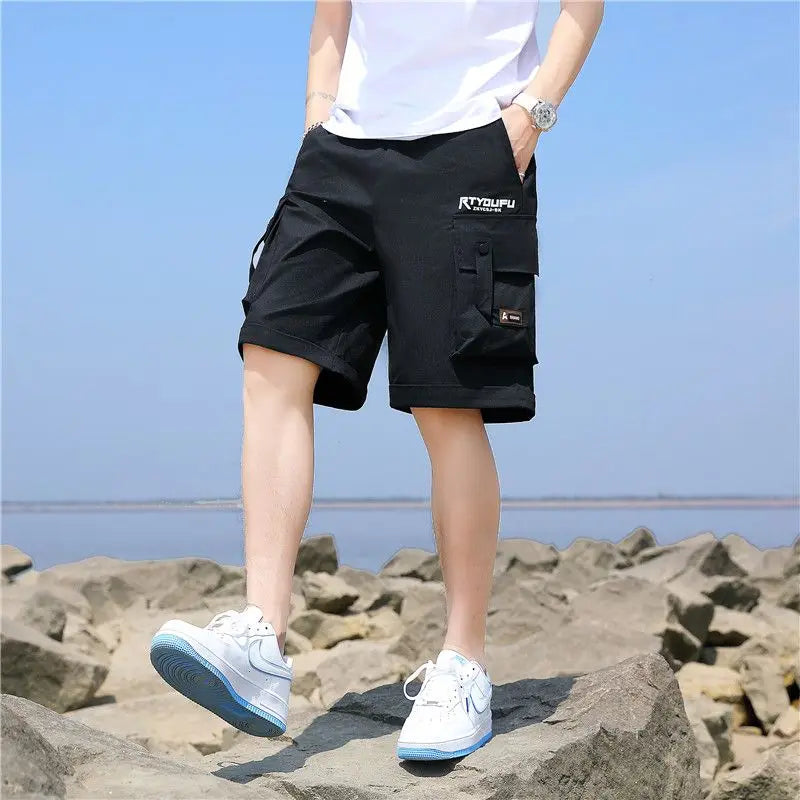 Mens Cargo Shorts Multi Pocket Solid White Short Pants for Men Loose 2025 Fashion Clothing Luxury Jorts Streetwear Harajuku Wide