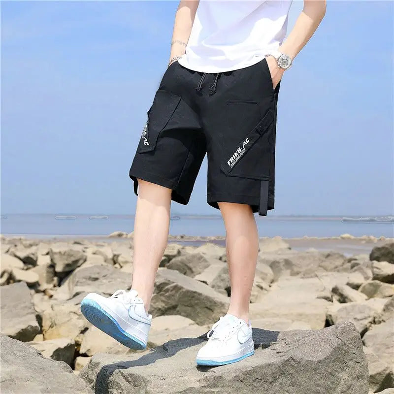 Mens Cargo Shorts Multi Pocket Solid White Short Pants for Men Loose 2025 Fashion Clothing Luxury Jorts Streetwear Harajuku Wide